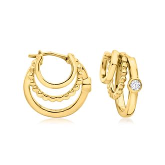 Ross-Simons Diamond Multi-Hoop Earrings in 18kt Gold Over Sterling
