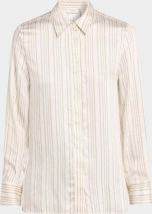 PESERICO Striped Button-Down Blouse
