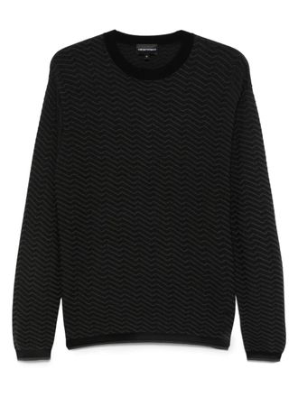 Emporio Armani textured sweater - men - Lyocell/Virgin Wool/Silk - M - Black