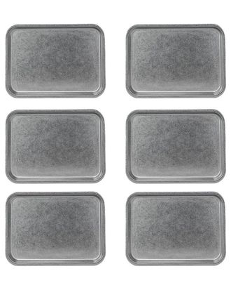 10 Strawberry Street Set of 6 Moab Stainless Steel Dinnerware: 8in x 11in Rectangular Plate