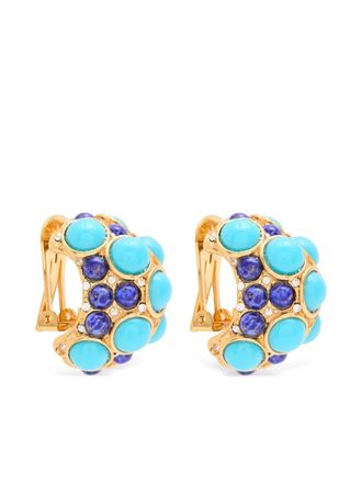 Kenneth Jay Lane stone embellished clip earrings - Gold
