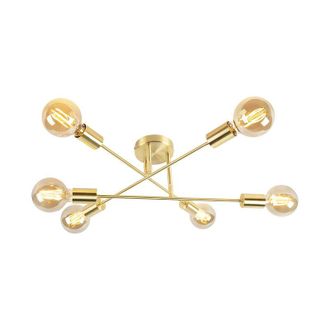 QAZQA Qazqa - Industrial Plaf&oacute;n Inteligente Art Deco Lat&oacute;n Con 6 G95 Wifi - Sydney Acero Redonda Adecuado Para Led Max. 6 X 4.9 Watt