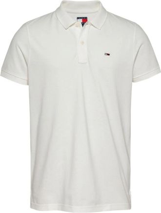 Tommy Jeans Katoenen Polo Shirt Collectie - Heren - Polos - Wit - 2XL - Katoen - Tops
