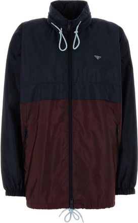 Prada Multicolor Color Block Mock Collar Jacket