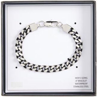Nordstrom Rack Mens Edge Two-Tone Curb Chain Bracelet in Black- Stainless at Nordstrom Rack