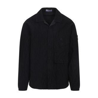 Stone Island Light Jackets, male, Black, S, Black Shirts for Men Aw25