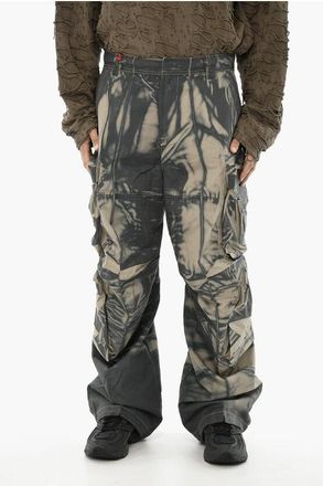 Diesel Cargo Pants P-HUGH Oversized Fit with Crinkled-Effect Print size 50