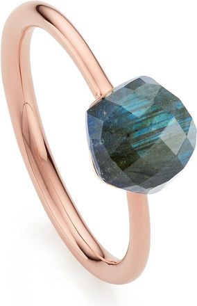 Monica Vinader Rose Gold Nura Mini Nugget Stacking Ring Labradorite
