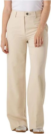 Co'Couture Broeken, Dames, Beige, XL, Wijde Beige Pantalon