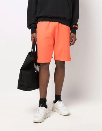 Heron Preston Mens Logo Recycled Sweat Shorts Orange Clothing > Pants