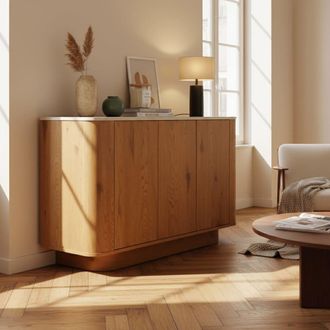 Oviala Aparador efecto madera con 3 puertas 120 cm madera clara