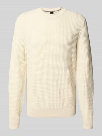 HUGO BOSS Regular Fit Strickpullover aus reiner Baumwolle in Offwhite, Gr&ouml;&szlig;e XXL