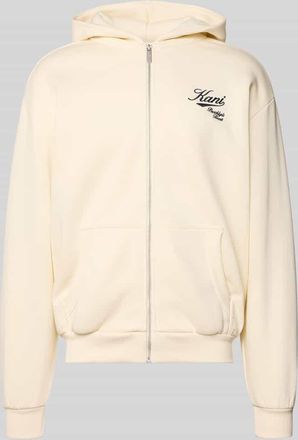 Karl Kani Oversized Sweatjacke mit Logo-Stitching in Weiss, Gr&ouml;&szlig;e XXL