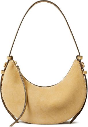 Tory Burch Romy Suede Half Moon Shoulder Bag in Butter at Nordstrom
