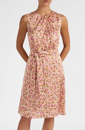 Santorelli Dalby Sleeveless A-line Dress in Floral Silk Blend in Sweet Pink at Nordstrom, Size 4