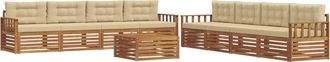vidaXL Conjunto De Sof&aacute;s De Exterior 9 Uds. Natural Y Beige Vidaxl