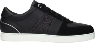 Jimmy Choo London Black Leather Low Top Womens Sneakers