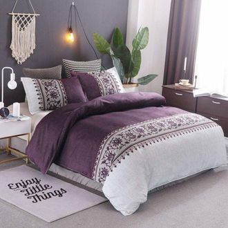 OEM Juego De Cama De 3 Piezas Para 2 Personas Con Funda N&oacute;rdica Reversible Con Estampado Morado Convallaria Y Cremallera De 200 X 200 Cm