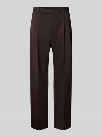 HUGO BOSS Relaxed Fit Weite Hose aus Baumwoll-Mix Modell C-PAT-BB-DPL in Dunkelbraun, Gr&ouml;&szlig;e 46