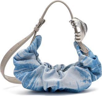 Diesel Grab-D-Small Scrunched Satin Denim Hobo Bag in Blue at Nordstrom