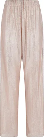 Alberta Ferretti Pink Micro Rhinestone Elastic Waistband Polyester Trousers