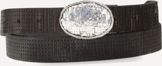 Brunello Cucinelli Texture calfskin Belt with braided metal buckle Male 105