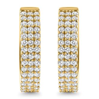Pompeii3 1 Ct Diamond Lab Grown Hoops Womens Earrings 10k Yellow Gold