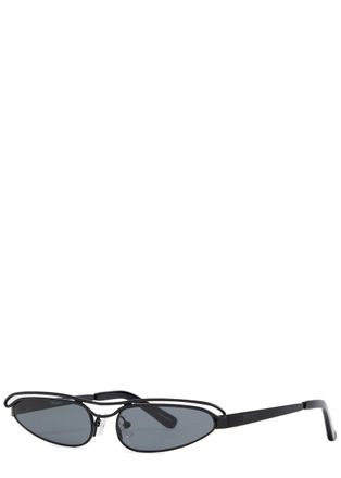 The Attico x Linda Farrow Narrow Cat-eye Sunglasses - Black - One Size