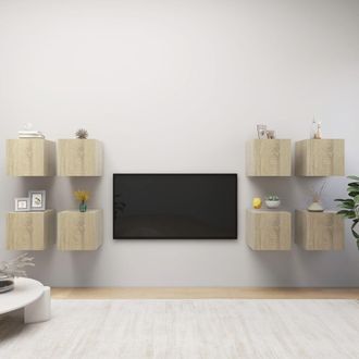 vidaXL Muebles De Pared Para Tv 8 Uds Color Roble Sonoma 30,5x30x30cm Vidaxl