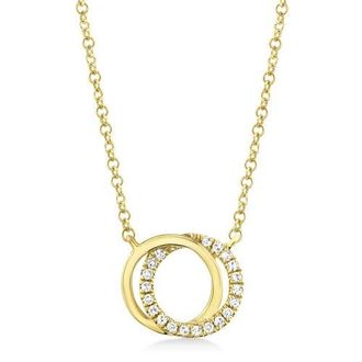 Allurez Natural Diamond Accented Love Knot Pendant Necklace 14k in Yellow Gold at Nordstrom, Size 18