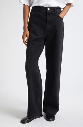 R&oacute;he Bruun Baggy Wide Leg Jeans in Black at Nordstrom, Size 34