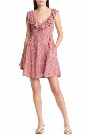 Madewell Floral Ruffle Dress In Vintage Quartz/pink