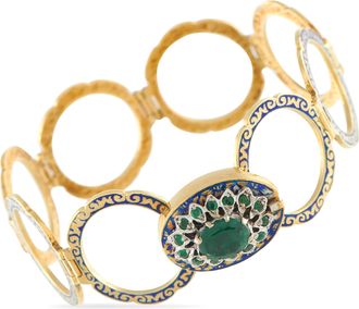 Luxury Bazaar 14K Yellow Gold Emerald and Enamel Bracelet MF05-050726