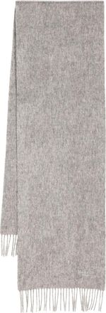 Mulberry logo-embroidered fringed scarf - women - Merino - One Size - Grey