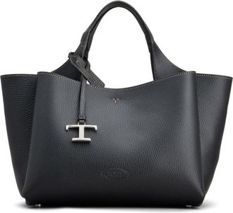 Tod's Black T Timeless mini leather shopping bag