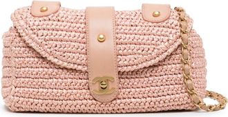 Chanel CC woven raffia shoulder bag - women - Fabric - One Size - Pink