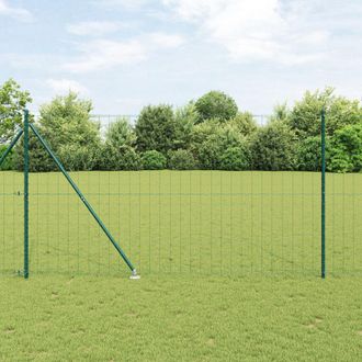 Berkfield Home Euro Fence with 7 Spike Posts 1.5x10 m Galvanised Steel Green in Silver