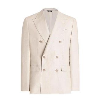 Dolce & Gabbana Blazers, male, Beige, Size: M Double-Breasted Linen Jacket