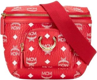 MCM Pre-owned Belt Bags, female, Red, Size: ONE SIZE Pre-owned Canvas shoulder-bags