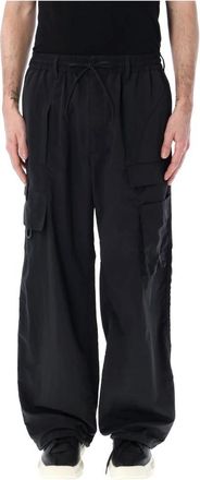 Yohji Yamamoto Broeken - Heren - Wijde Broeken - Zwart - S - Nylon - Broeken