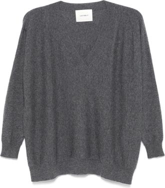 Lisa Yang Kenny V-neck Truien - Dames - V-hals truien - Grijs - S - Leer - Truien & Vesten