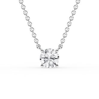 Grown Brilliance 1/2 Carat Round Lab Grown Diamond Necklace in 10K White Gold, 18 Cable Chain, Lobster Clasp, G Color, SI Clarity