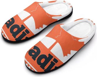 Generic Stamp with Map And Canada Flag Mens House Slippers Memory Foam Washable Cotton Slip on Home Shoes