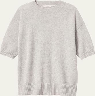 Lafayette 148 New York Oversized Elbow-Sleeve Cashmere Sweater