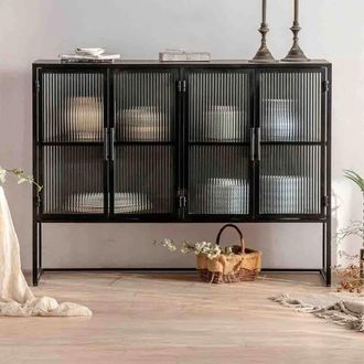 Wanderlust Deco Aparador de metal con 4 puertas 150 x 39 x 91h cm