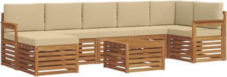 vidaXL Conjunto De Sof&aacute;s De Exterior 8 Uds. Natural Y Beige Vidaxl