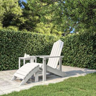 vidaXL Vidaxl - Sedia da Giardino Adirondack con Poggiapiedi Bianca hdpe