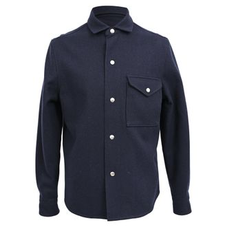 Ami Button Up Jacket in Black Wool