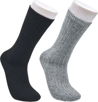 French Connection Cashmere Flat Crew Sock 2-Pack in Grey Black at Nordstrom