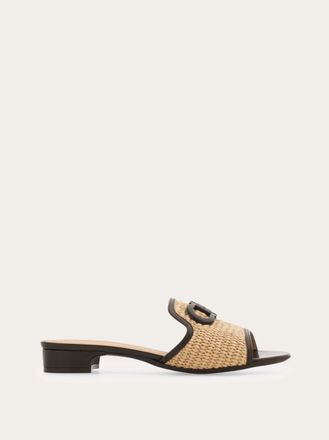 Ferragamo Women Gancini ornament low-heel slide Brown Size 2.5